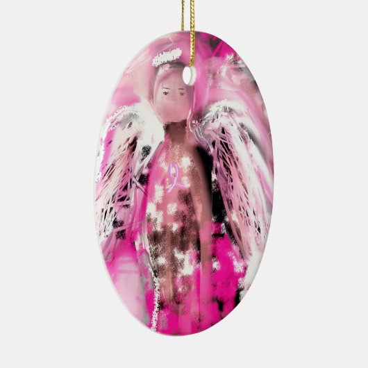 Borstkanker Awareness Angel #2 Keramisch Ornament (Rechts)