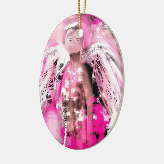 Borstkanker Awareness Angel #2 Keramisch Ornament (Links)
