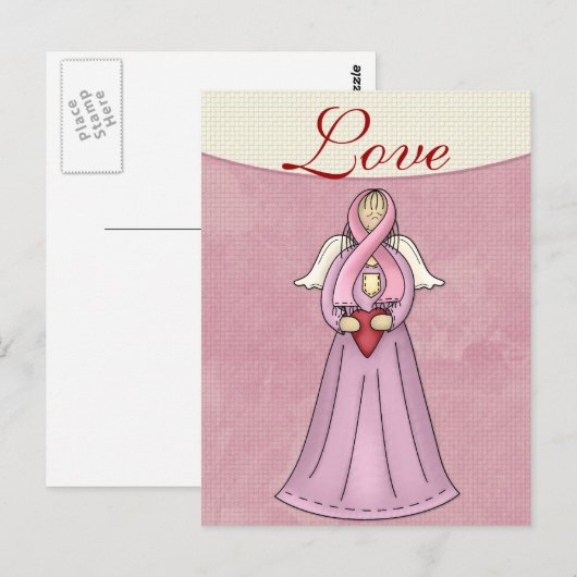 Borstkanker Awareness Angel D1 Briefkaart (Voorkant / Achterkant)