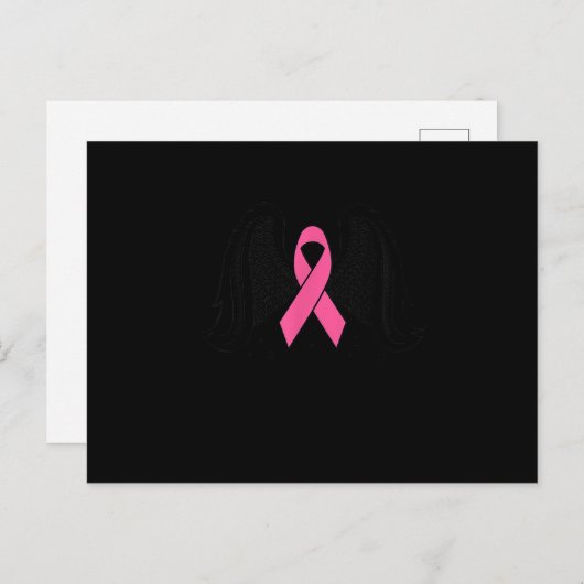 Borstkanker Awareness Angel Pink Ribbon Support Uitnodiging Briefkaart (Voorkant / Achterkant)