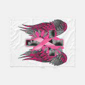 Borstkanker Awareness Angel Wing Flower Cross Pi Fleece Deken (Voorkant (Horizontaal))