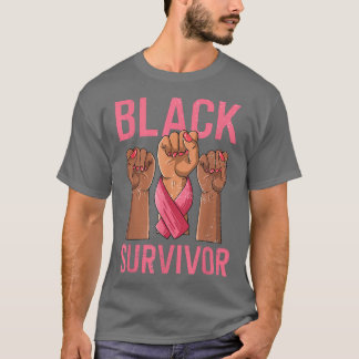 Borstkanker Awareness Black Survivor Pink Ribbon T-shirt