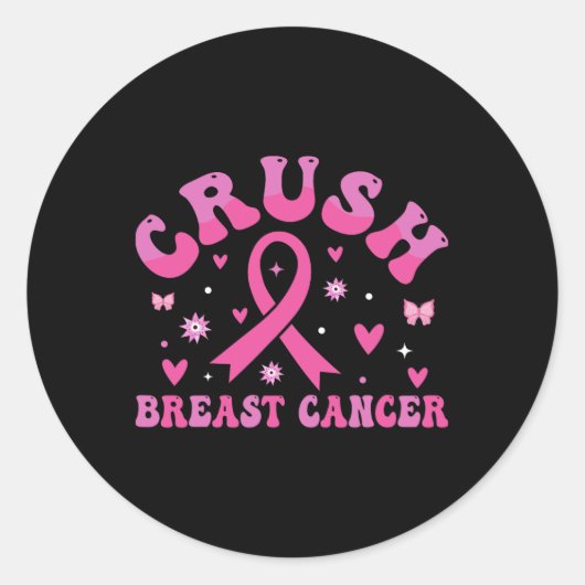 Borstkanker Awareness Bling Pink Ribbon 1 Ronde Sticker (Voorkant)