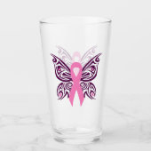 Borstkanker Awareness Butterfly Glas (Voorkant)