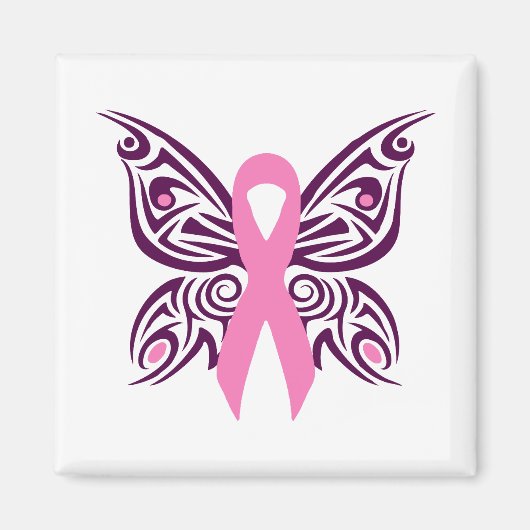 Borstkanker Awareness Butterfly Magneet (Voorkant)