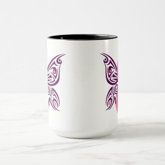 Borstkanker Awareness Butterfly Mok (Midden)