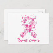 Borstkanker Awareness Butterfly Ribbon Aankondigingskaart (Voorkant / Achterkant)