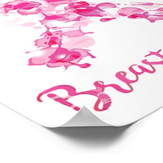 Borstkanker Awareness Butterfly Ribbon Poster (Hoek)