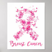 Borstkanker Awareness Butterfly Ribbon Poster (Voorkant)