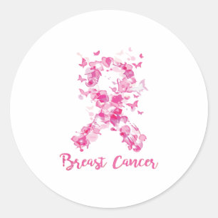 Borstkanker Awareness Butterfly Ribbon Ronde Sticker