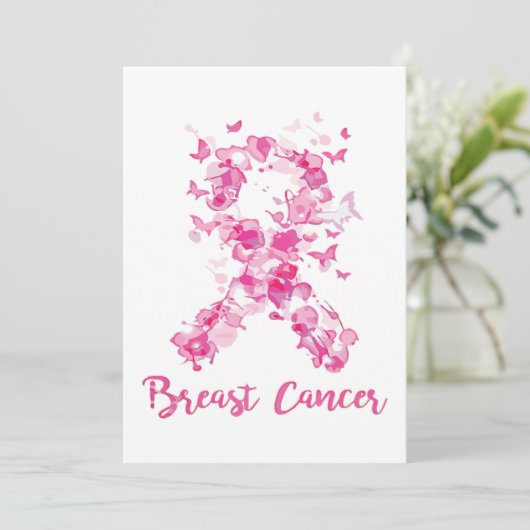 Borstkanker Awareness Butterfly Ribbon Save The Date (Staand voorkant)