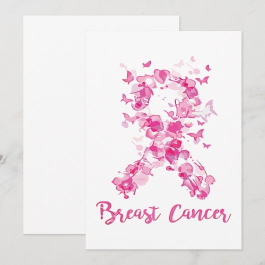 Borstkanker Awareness Butterfly Ribbon Save The Date (Voorkant / Achterkant)