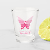 Borstkanker Awareness Butterfly – Roze lint Shot Glas (Voorkant)
