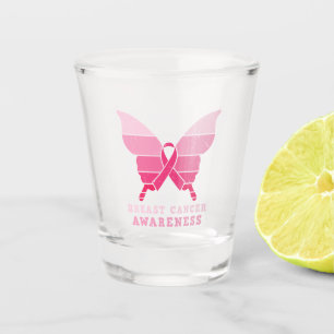 Borstkanker Awareness Butterfly – Roze lint Shot Glas