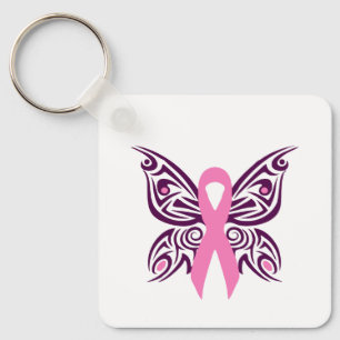 Borstkanker Awareness Butterfly Sleutelhanger