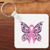 Borstkanker Awareness Butterfly Sleutelhanger (Voorkant)