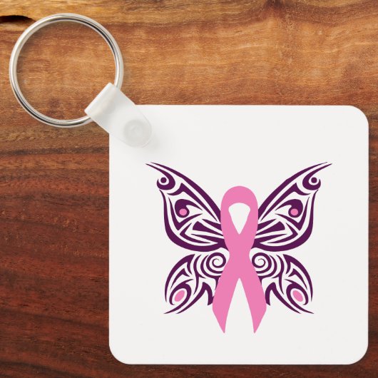 Borstkanker Awareness Butterfly Sleutelhanger (Voorkant)