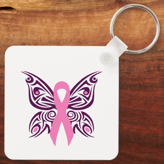 Borstkanker Awareness Butterfly Sleutelhanger (Achterkant)