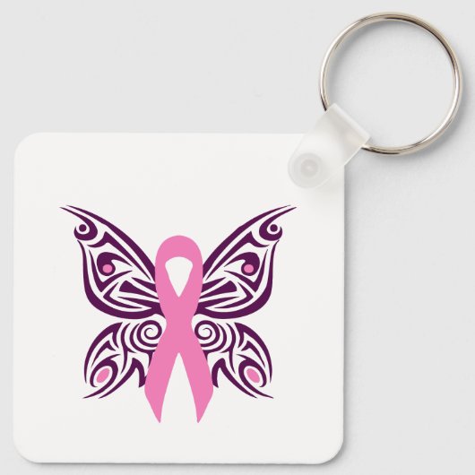 Borstkanker Awareness Butterfly Sleutelhanger (Achterkant)