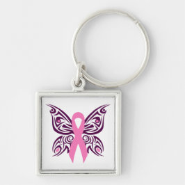 Borstkanker Awareness Butterfly Sleutelhanger