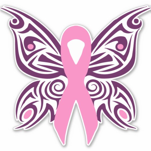 Borstkanker Awareness Butterfly Sticker (Voorkant)