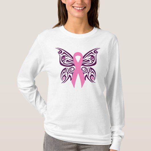 Borstkanker Awareness Butterfly T-shirt (Voorkant)