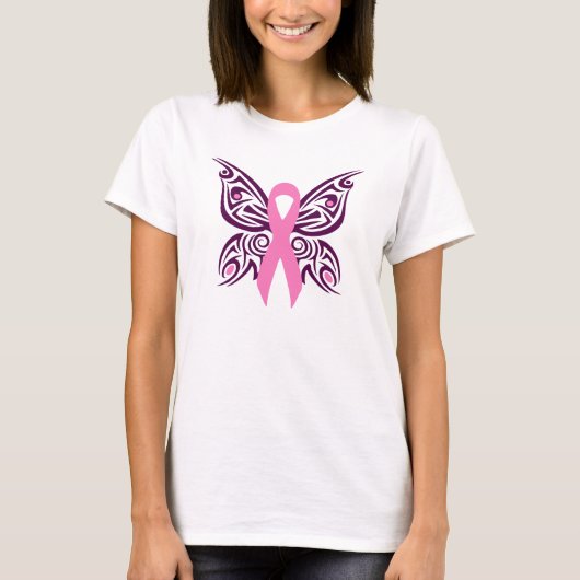 Borstkanker Awareness Butterfly T-shirt (Voorkant)