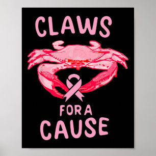 Borstkanker Awareness Claws voor een oorzaak krab Poster