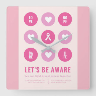 Borstkanker Awareness Clock Vierkante Klok