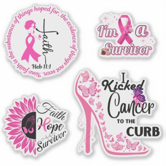 Borstkanker Awareness Custom-Cut Vinyl Stickers (Voorkant)