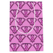 Borstkanker Awareness Diamant Logo Roze Medium Cadeauzakje (Voorkant)