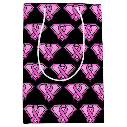 Borstkanker Awareness Diamond Logo Black Medium Cadeauzakje (Voorkant)