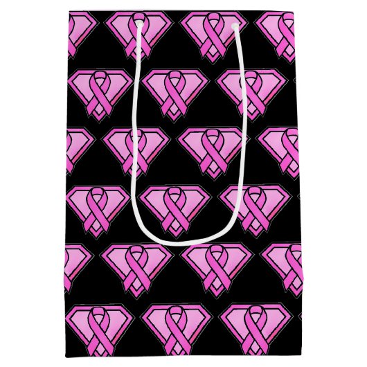 Borstkanker Awareness Diamond Logo Black Medium Cadeauzakje (Achterkant)