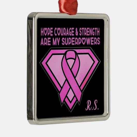 Borstkanker Awareness Diamond Logo Black Metalen Ornament (Rechts)