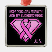 Borstkanker Awareness Diamond Logo Black Metalen Ornament (Voorkant)