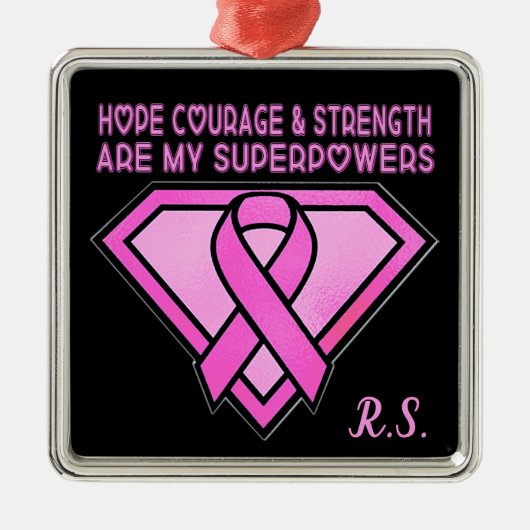 Borstkanker Awareness Diamond Logo Black Metalen Ornament (Voorkant)