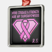 Borstkanker Awareness Diamond Logo Black Metalen Ornament (Links)