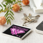 Borstkanker Awareness Diamond Logo Black Sleutelhanger (Zijkant)