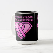 Borstkanker Awareness Diamond Logo Black Tweekleurige Koffiemok (Voorkant links)