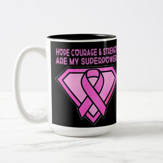 Borstkanker Awareness Diamond Logo Black Tweekleurige Koffiemok (Links)