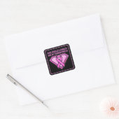 Borstkanker Awareness Diamond Logo Black Vierkante Sticker (Envelop)