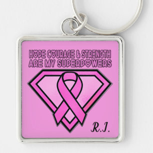 Borstkanker Awareness Diamond Logo Pink Sleutelhanger