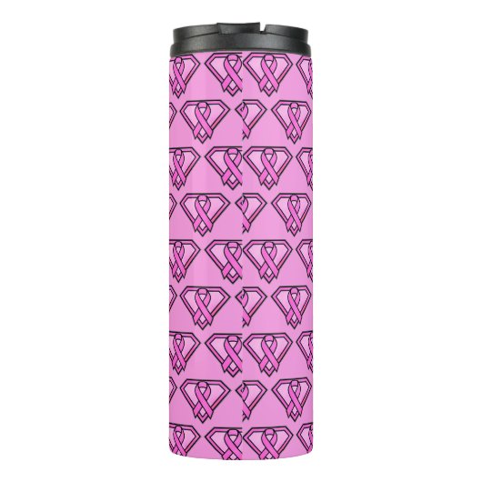 Borstkanker Awareness Diamond Logo Pink Thermosbeker (Achterkant)