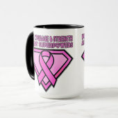 Borstkanker Awareness Diamond Logo White Mok (Voorkant links)