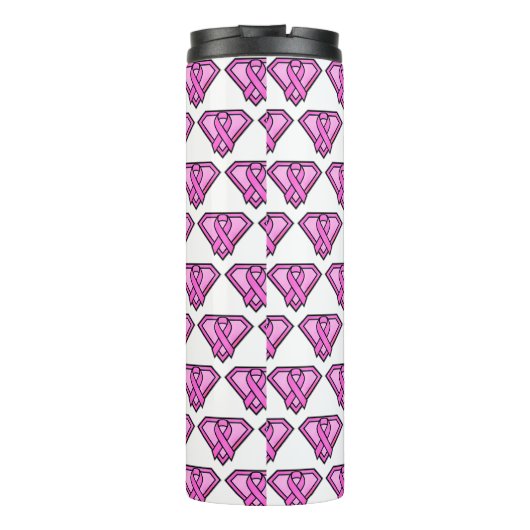 Borstkanker Awareness Diamond Logo White Thermosbeker (Achterkant)