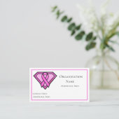 Borstkanker Awareness Diamond Logo White Visitekaartje (Staand voorkant)