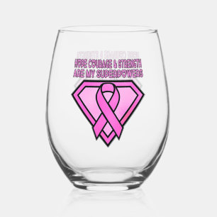 Borstkanker Awareness Diamond Logo Wijnglas Zonder Voet