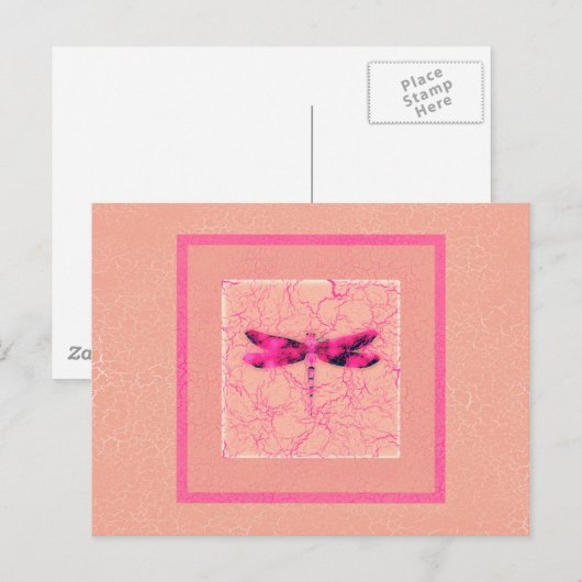 Borstkanker Awareness Dragonfly Briefkaart (Voorkant / Achterkant)