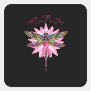 Borstkanker Awareness Dragonfly Faith Hope Love Vierkante Sticker