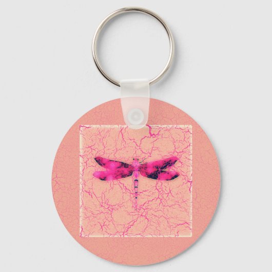 Borstkanker Awareness Dragonfly Sleutelhanger (Voorkant)